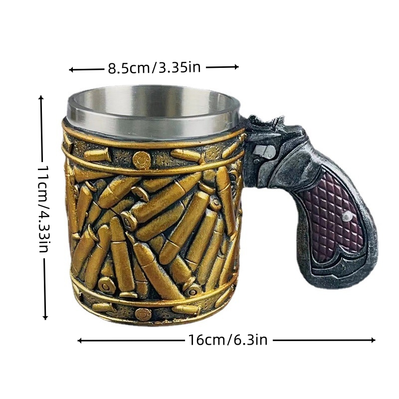 1pc Bullet Mug With Gun Shaped Handle, Perfect Birthday Or