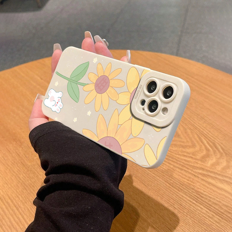 Skyseaco for iPhone 13 Pro Case Cute Hibiscus Phone Case Flower Design