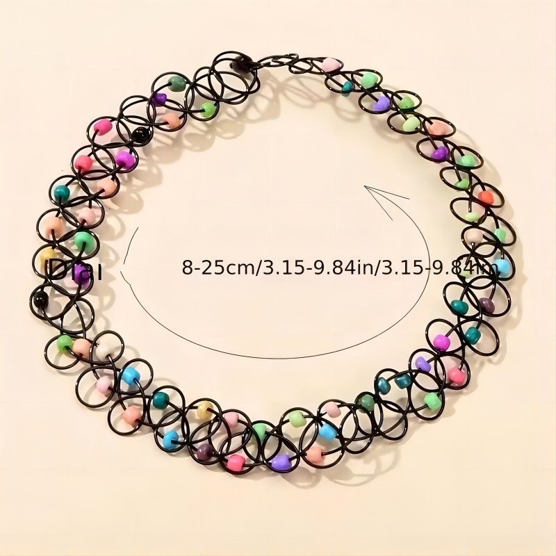 Boho Resin Fish Chain Choker with Colorful Rice Beads