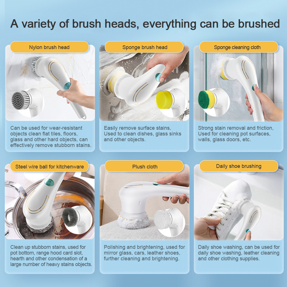 Electric Spin Scrubber, Cordless Cleaning Brush Shower Cleaner Brush With 5  Replacement Brush Heads Spin Scrubber Tile Floor Cleaning Tool For Bathroom  Kitchen Car