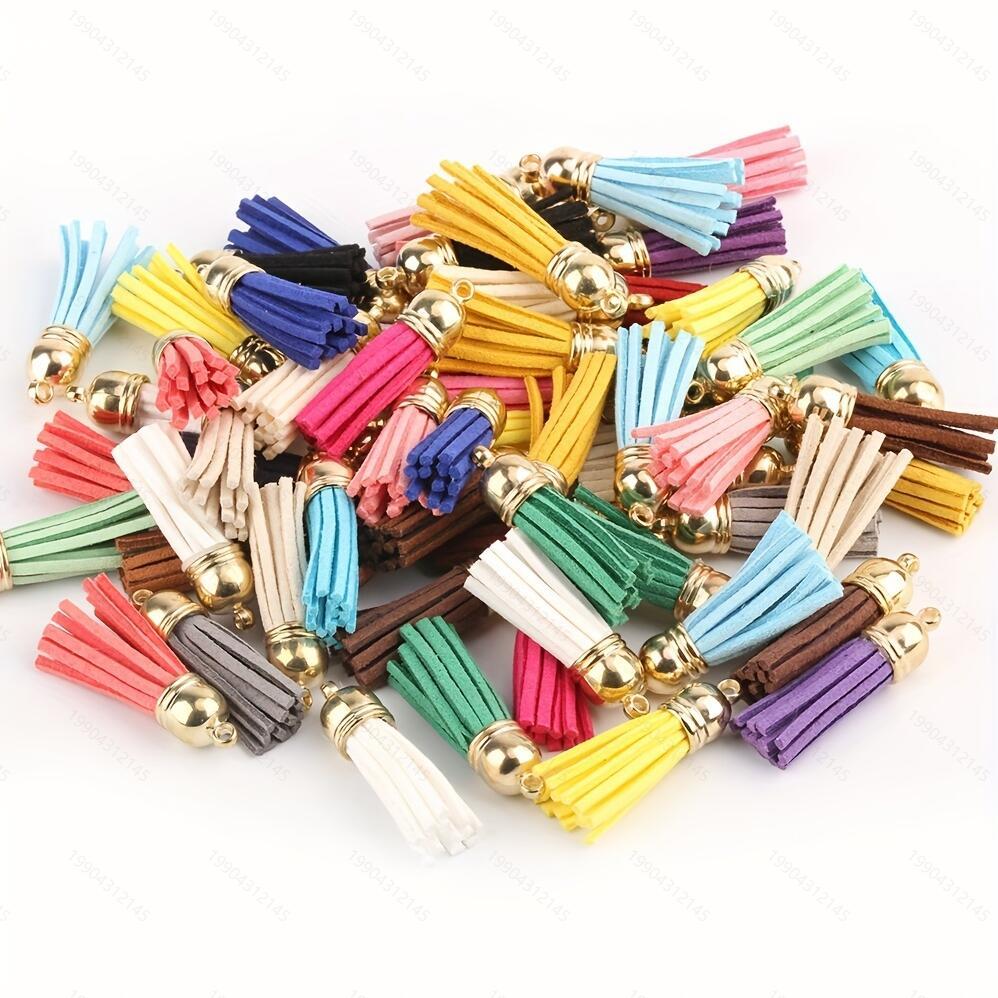 5-10pcs Faux Leather Keychain Tassels Bulk Colored Tassel Pendants