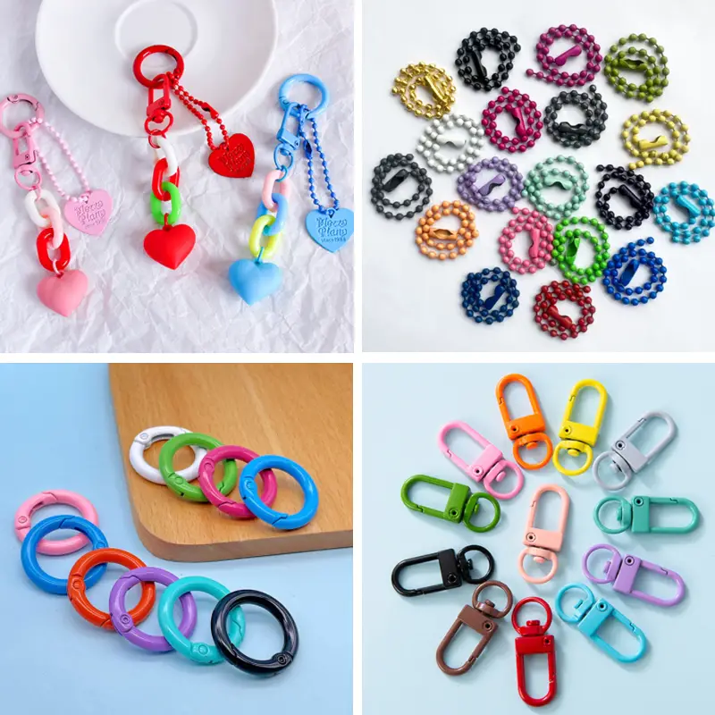 Colorful Keychain Ring Alloy Ball Chain Lobster Clasp Clips - Temu