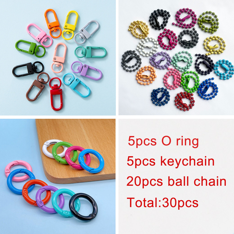 Colorful Keychain Ring Alloy Ball Chain Lobster Clasp Clips - Temu