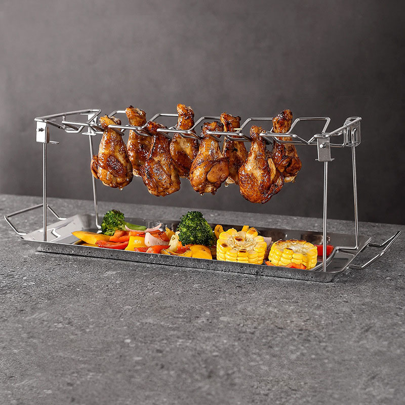 Football Charm BBQ: Hanging Chicken Roasting Cage Made of Durable Steel