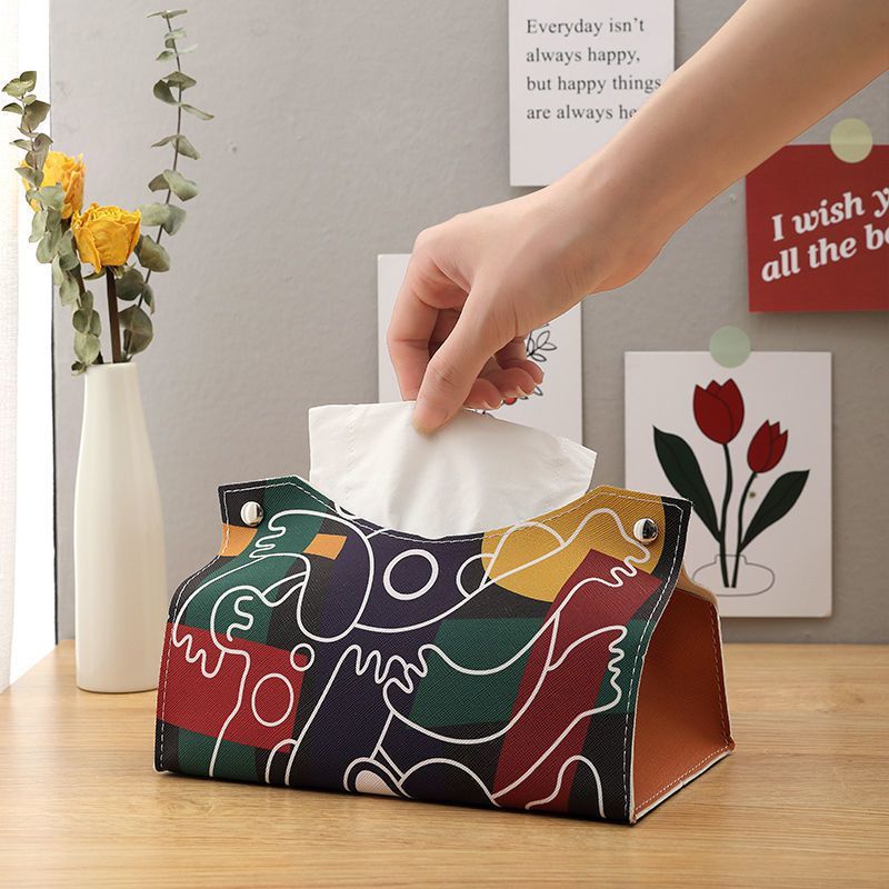 1pc Decorative Tissue Box Cover V Opening High Quality Tissue Holder Pu  Leather Tissue Storage Bag Multi Purpose Solid Color Napkin Paper Box For  Bathroom Office Bedroom Living Room Car