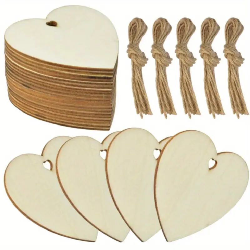 Natural Heart Wood Diy Wooden Ornaments Wooden Heart - Temu