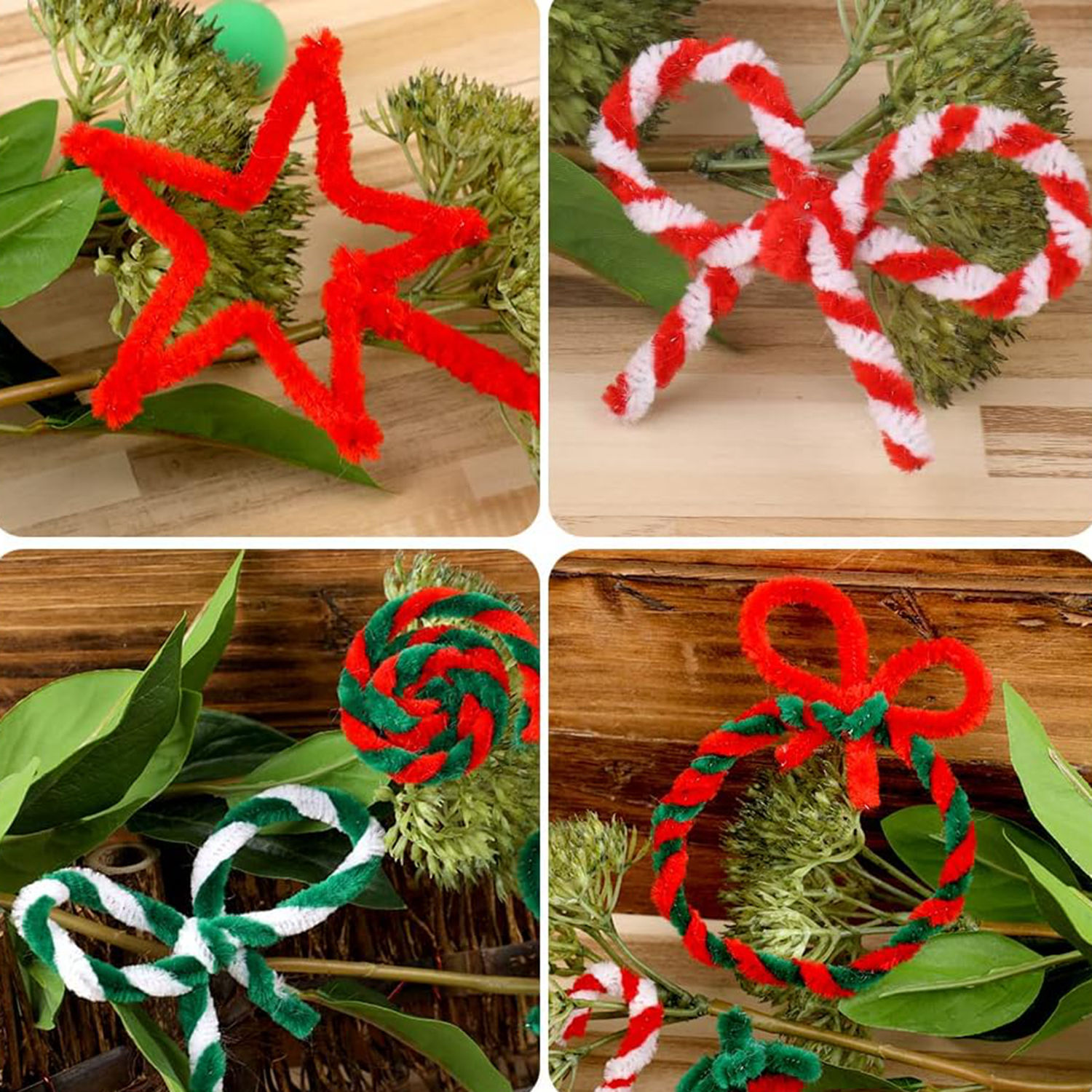  150Pcs Christmas Pipe Cleaners Craft Set Including 50Pcs Green  Chenille Stems, 50Pcs White Chenille Stems, and 50Pcs Red Pipe Cleaners for  DIY Crafts Christmas Decorations (150Pcs Red White Green) : Arts