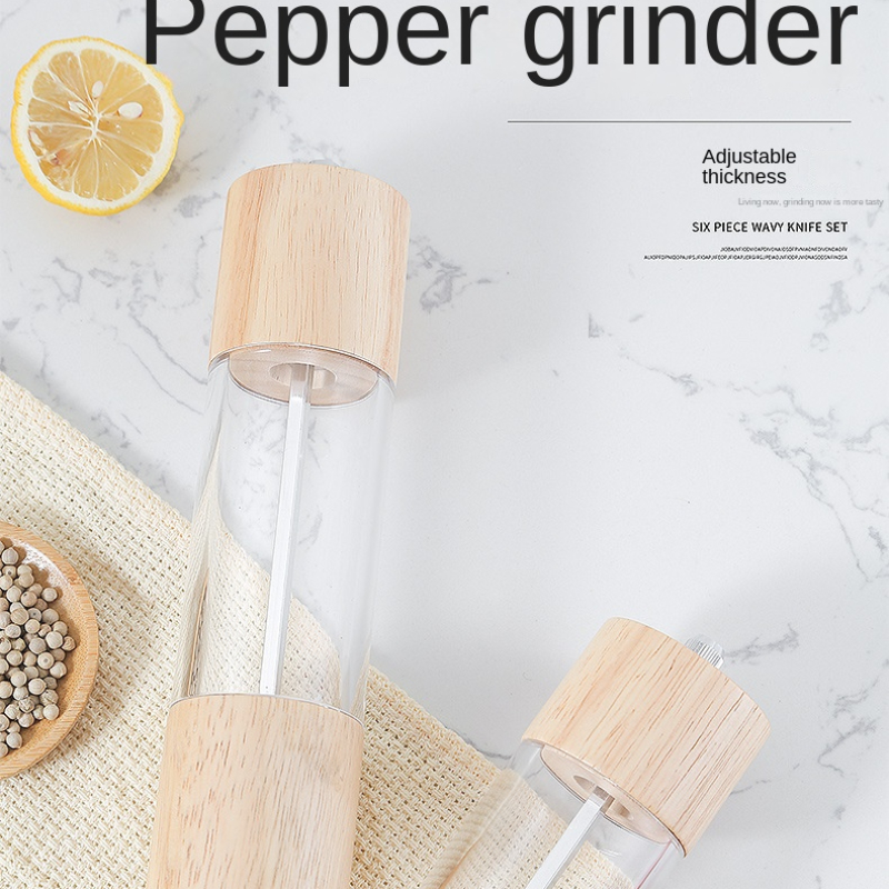  2-Piece Salt and Pepper Grinder Set, 8 Inch Wooden