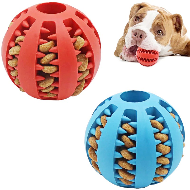 1pc Pet Treat Dispensing Ball Toy Elastic Soft Rubber Dog Teeth