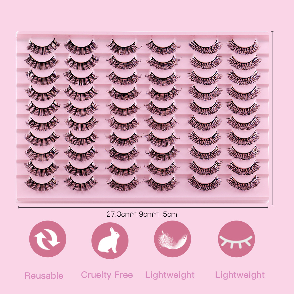 30 Pairs 3D False Eyelashes Faux Mink Lashes Dramatic Volume Long Lashes