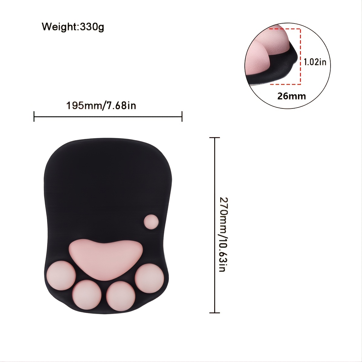  Cat Paw Mouse Pad with Wrist Support Soft Silicone