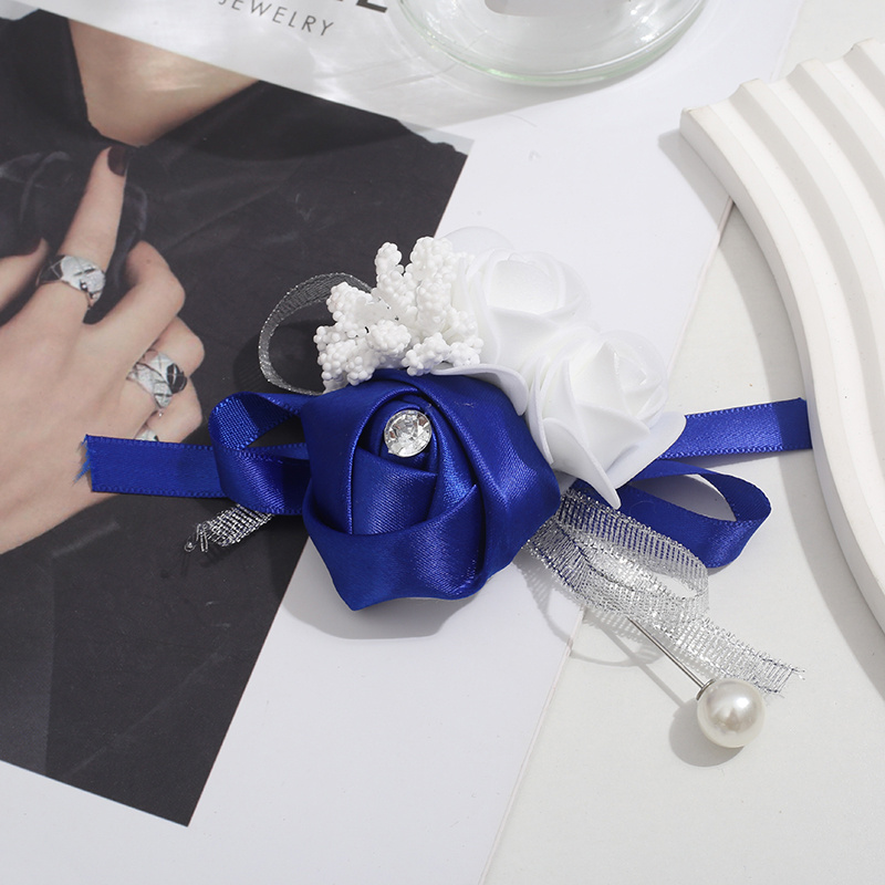 Artificial Rose Wrist Corsages For Wedding Silk Ribbon - Temu