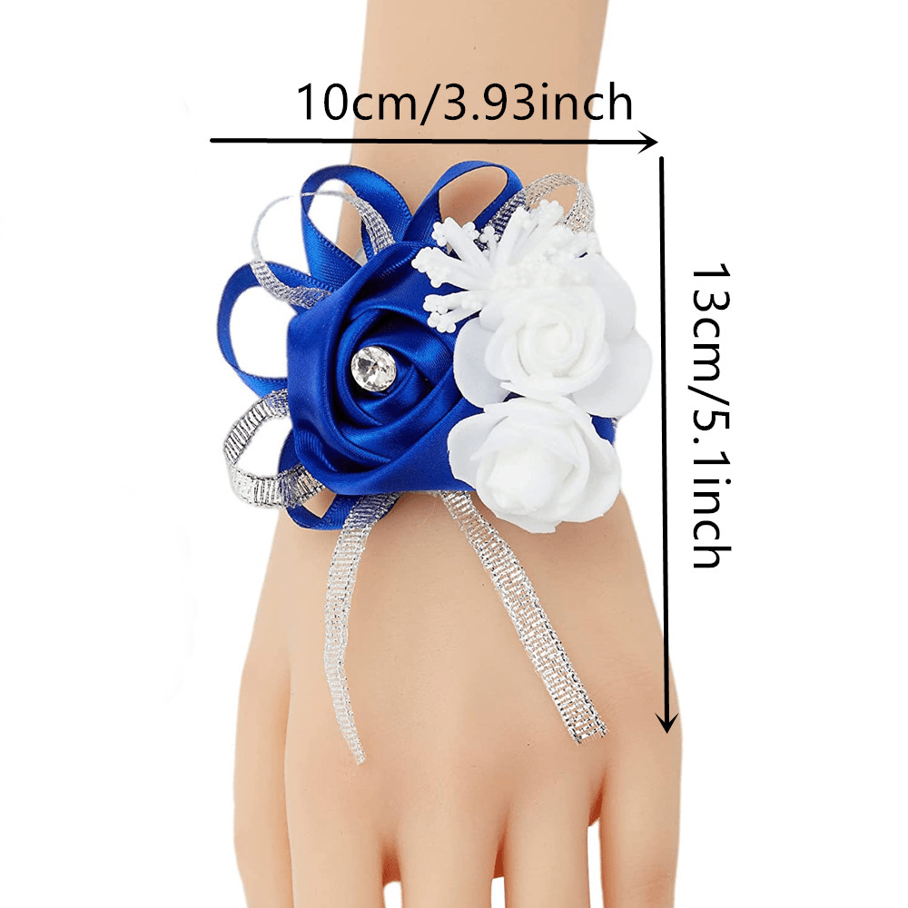 Bride Bridesmaid Wrist Corsage Elastic Bracelet Faux Rose - Temu