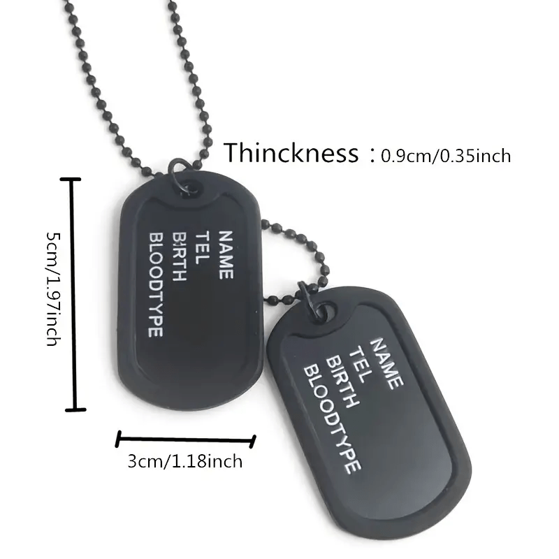1pc Stainless Steel Military Army Style Tags with Ball Beads Chain for Men and Women, Personalized ID/Name Jewelry, Jewels,Temu