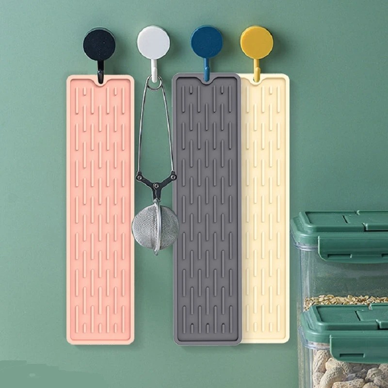 

1pc Silicone Strip Drain Pad, Non-slip And Easy-to-clean Kitchen Countertops, Sinks, Drain Tables, Tableware Drying Pads And Safety Insulation Pads