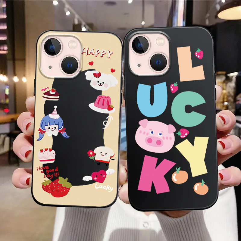 Letter Lucky Bumper Cute Phone Cases For iPhone 14 Pro Max 11 12 13 Pro Max