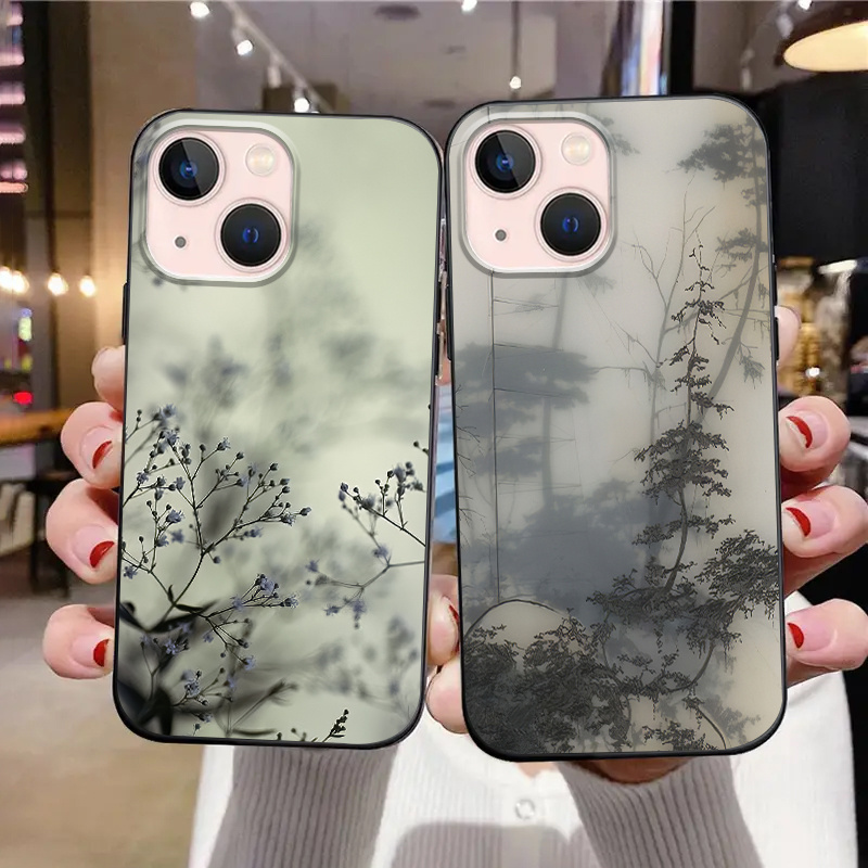 

2pcs Artistry Graphic Phone Case For Iphone 11 14 13 12 Pro Max Xr Xs X 7 8 6 Plus Mini 2022, Protective Cover Anti-fingerprint Shockproof Purple Phone Case