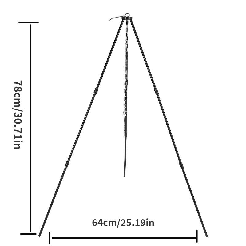 3 Sections Outdoor Camping Tripod, Portable Campfire Pot Rack, Aluminum  Alloy Fire Hanging Tripod