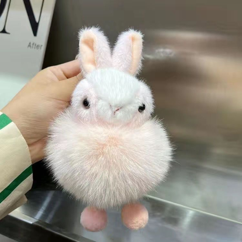 Mink Fur Rabbit Cute Key Chain Soft Bunny Doll Handbag Pendent Car Keyring  NEW