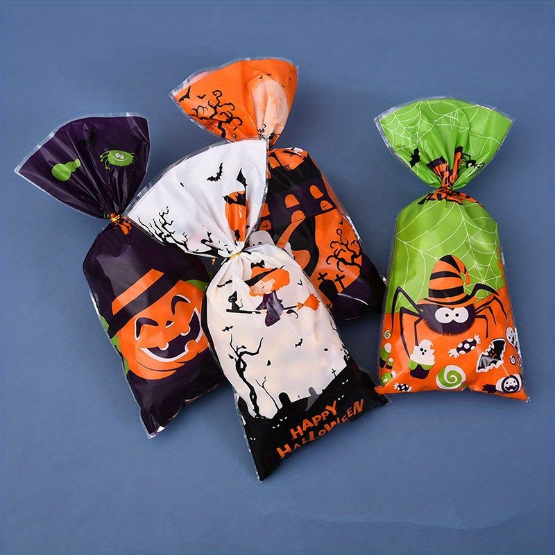 50pcs halloween halloween candy bag creative tote bag gift bag party performance decoration bag halloween paper bags trick or treat bags halloween party favor goodie bags details 4