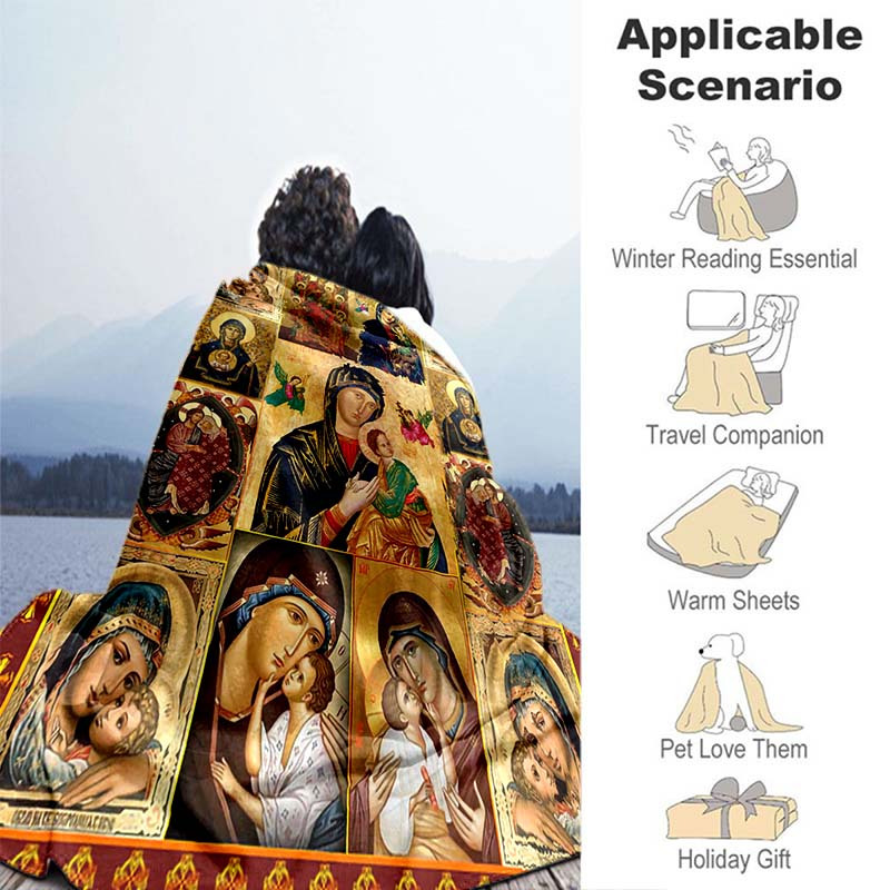 1pc   mary blanket warm and soft lightweight flannel throw for sofa bed travel camping livingroom office couch chair and bed digital printing fleece blanket with soft and warm flannel fabric details 4