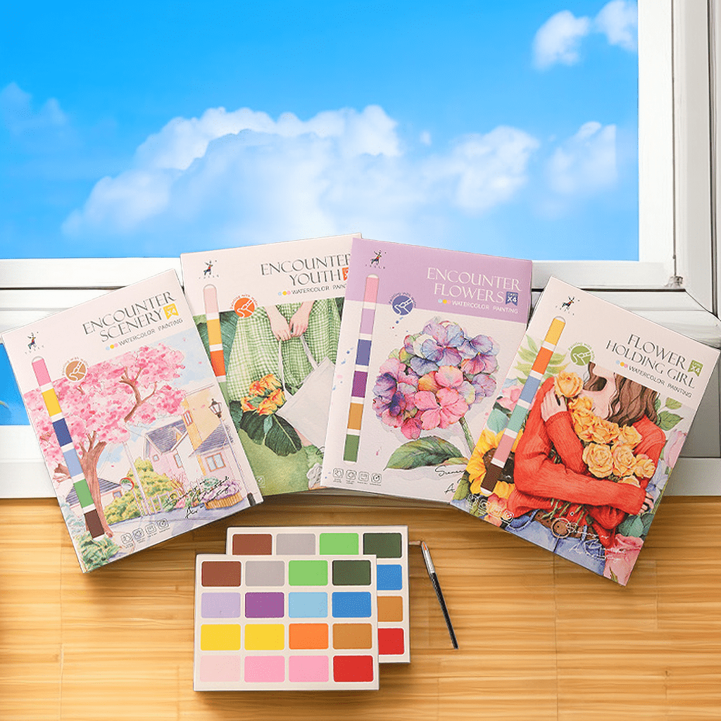 1 Painting Book With Watercolor Paint,diy Gouache Graffiti Painting Book  Watercolor Coloring Paper Graffiti Picture Book Cartoon Filled Painting  Paper, Suitable For Artists, Students Creative - Temu