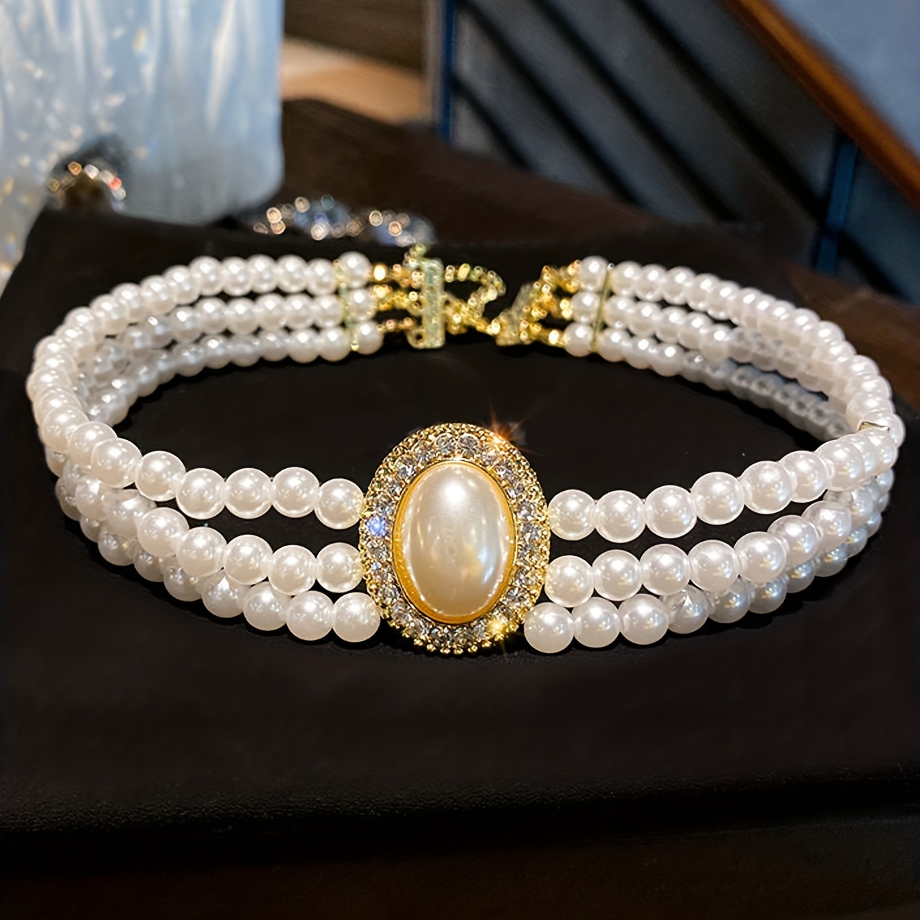 1pc elegant vintage choker necklace inlaid shiny rhinestones elegant neck jewelry decor for men and women