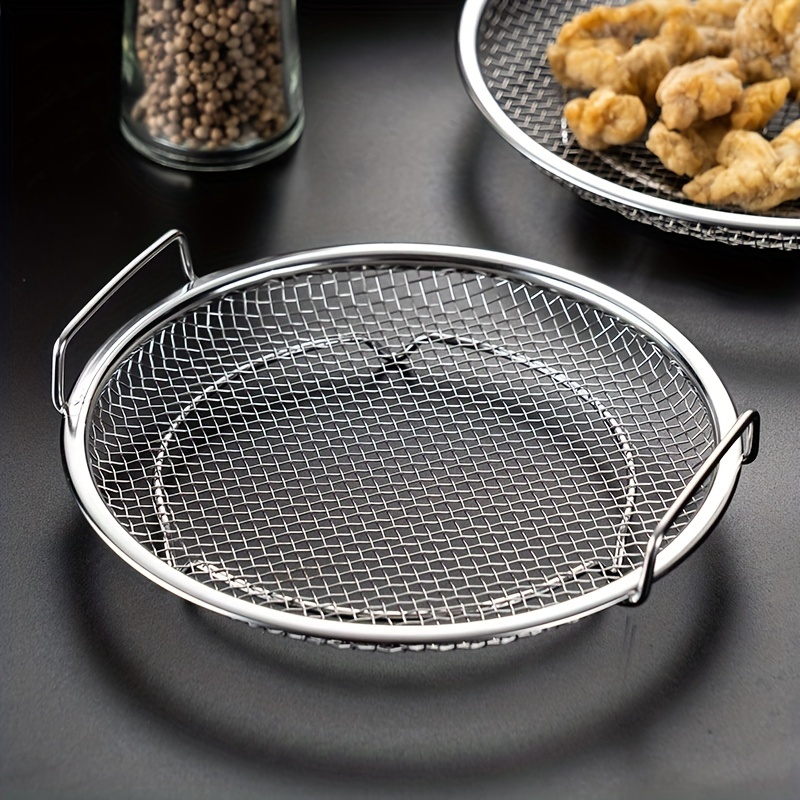 Air Fryer Basket Stainless Steel Round Air Fryer Baking Tray Non