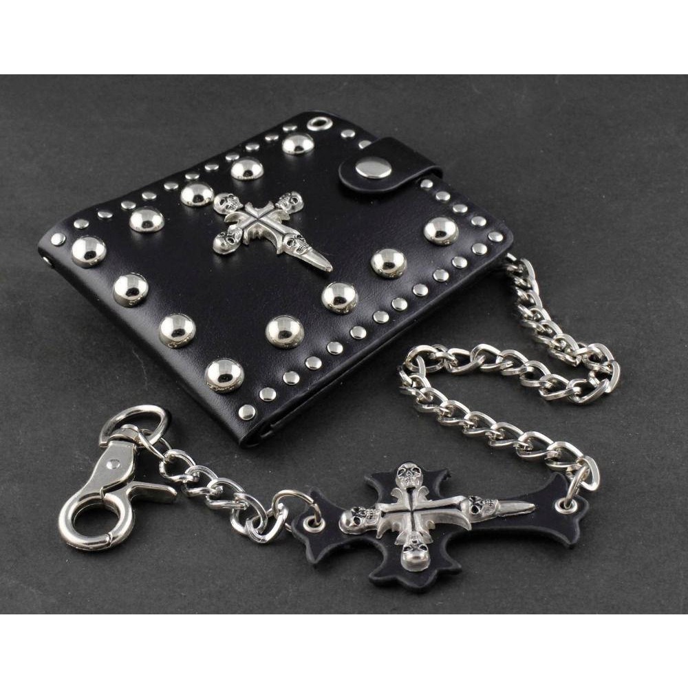 1pc Men's New Arrival RFID Blocking Chain Wallets, Bifold Skull Punk Biker Wallet with Chain,Temu