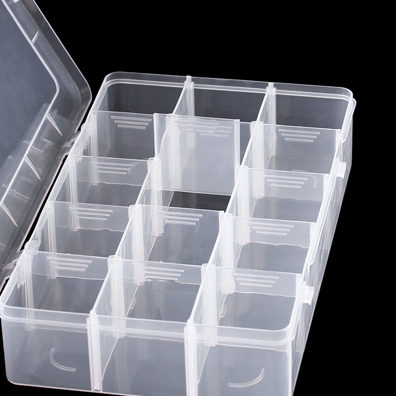 1pc 15 Girds Clear Large Plastic Organizer Box with Dividers Bead