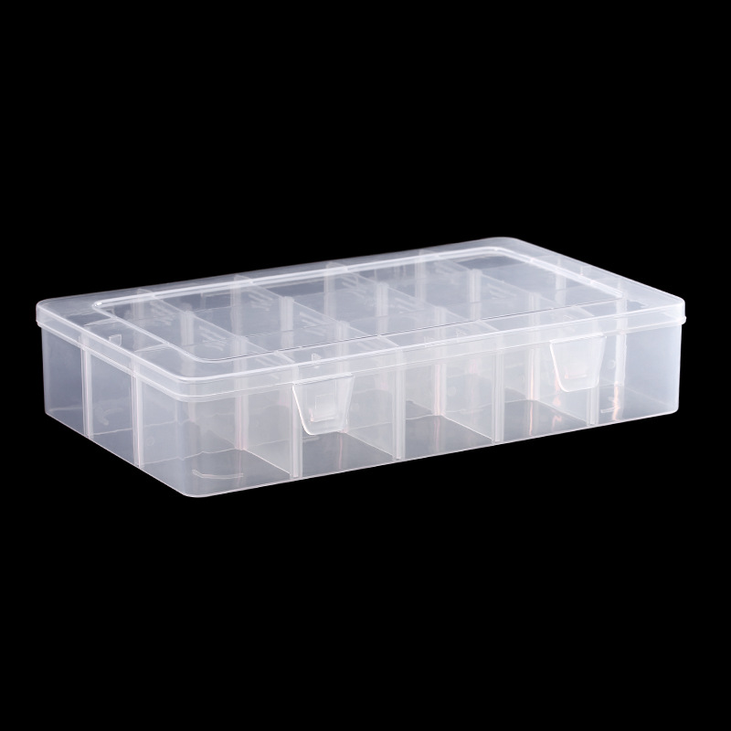 1pc 15 Girds Clear Large Plastic Organizer Box with Dividers Bead