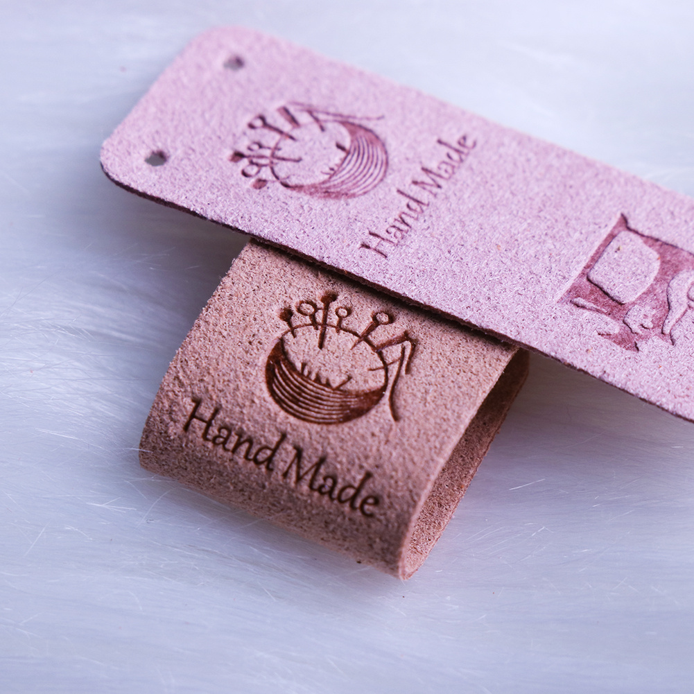 Leather labels for handmade items, custom clothing labels