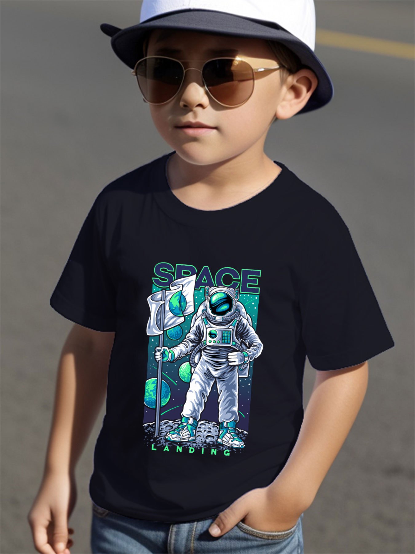 Cool Space Astronaut Print Boys Meaningful T shirt Cool - Temu United  Kingdom