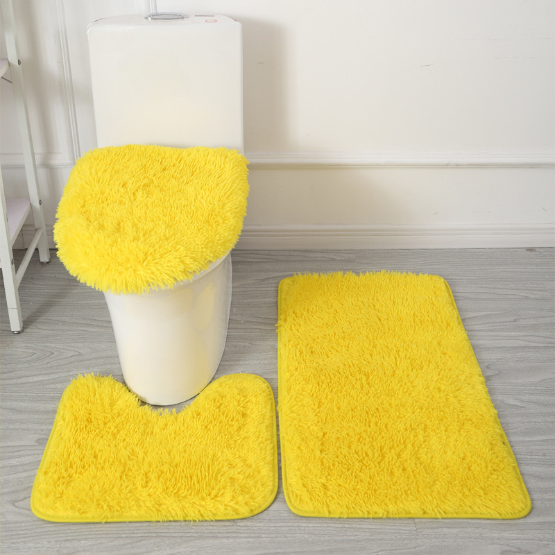 Ensemble Tapis de Bain, Carpettes de Toilette 3 Pièces, Esquisser le motif  en niveaux de gris de fleurs abstraites rondes avec la nature des ,Tapis WC  Antidérapant Doux Absorbant pour la Salle