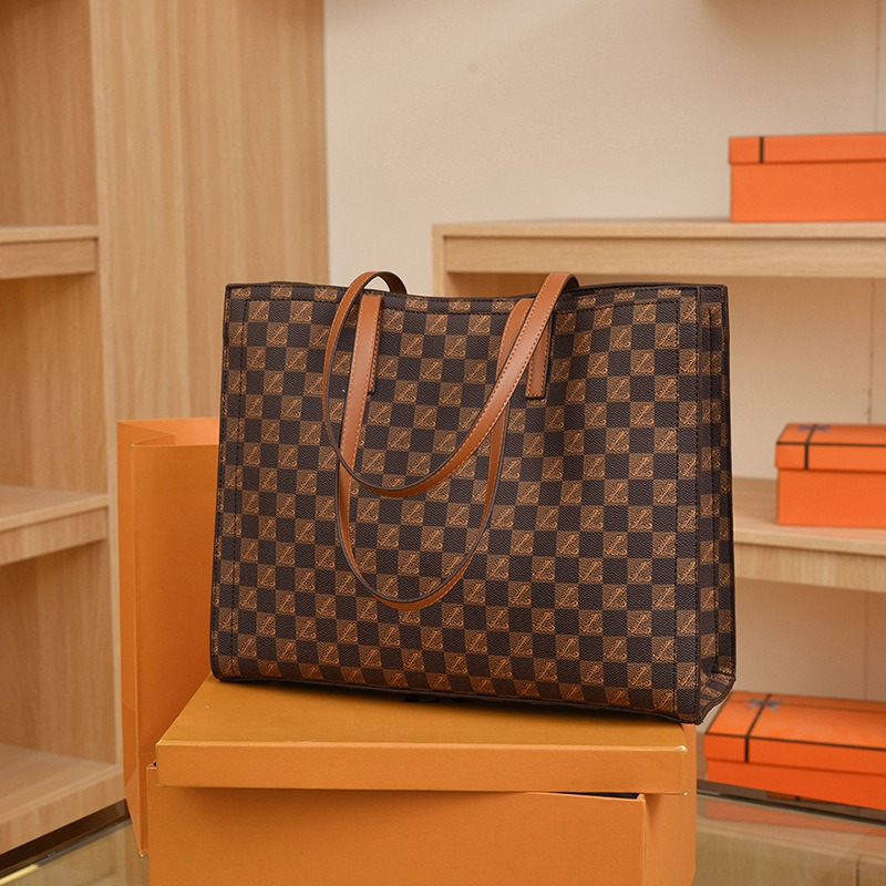 Checkerboard Pattern Bucket Bag, Retro Pu Leather Handbag, Fashion  Crossbody Bag For Women - Temu