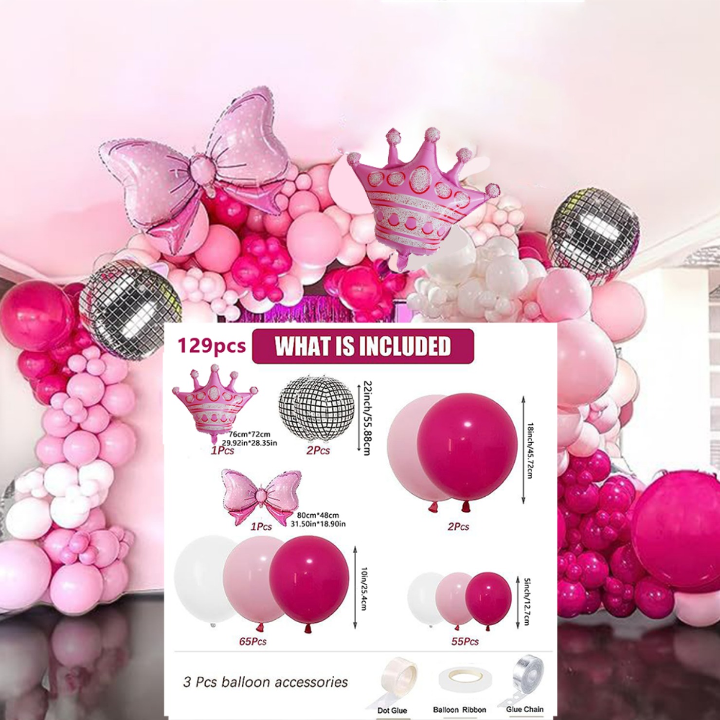 129 Pezzi Decorazioni Rosa Shocking Feste Decorazione - Temu Italy