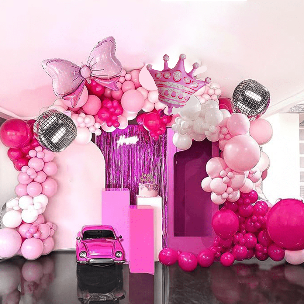 Acquista 139 pezzi rosa rosa festa principessa tema palloncino