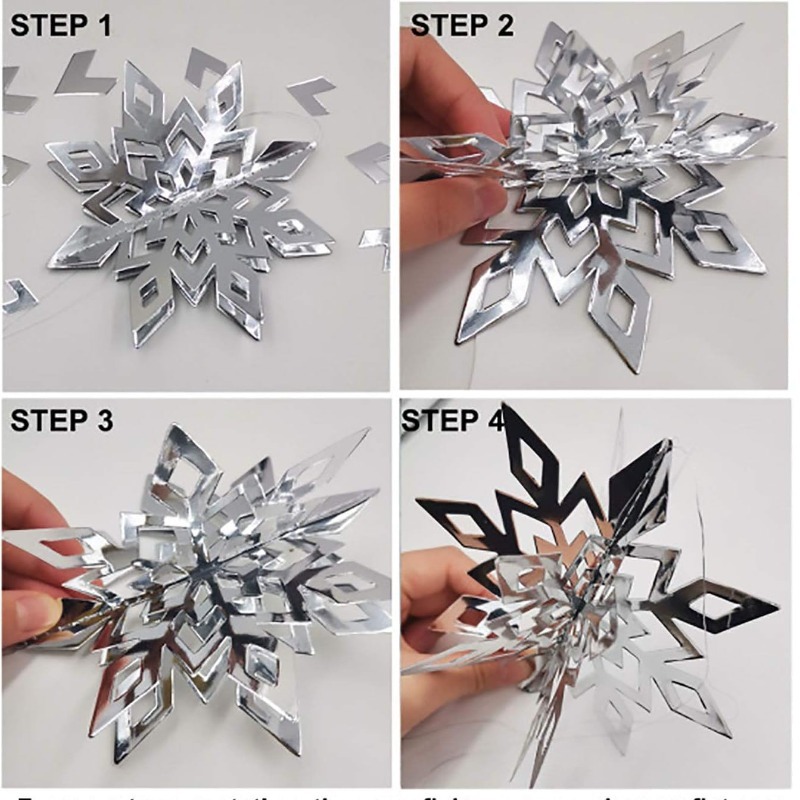 6pcs Large White Snowflakes Ornaments Big Plastic Glitter Snowflake for  Winter
