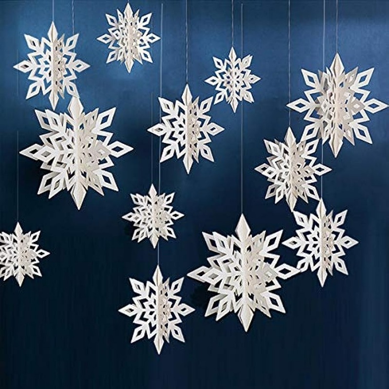 Large Snowflakes Ornaments Blue Plastic Glitter Snowflake - Temu