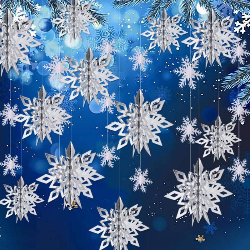 Christmas White Plastic Glitter Snowflakes Ornaments - Temu