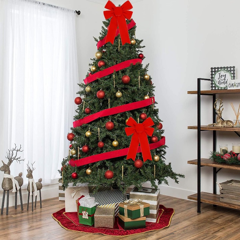 SCARLET Velvet Christmas Tree Bows, Velvet Bows for Christmas Tree,  Christmas Decorations, SR240 Scarlet 