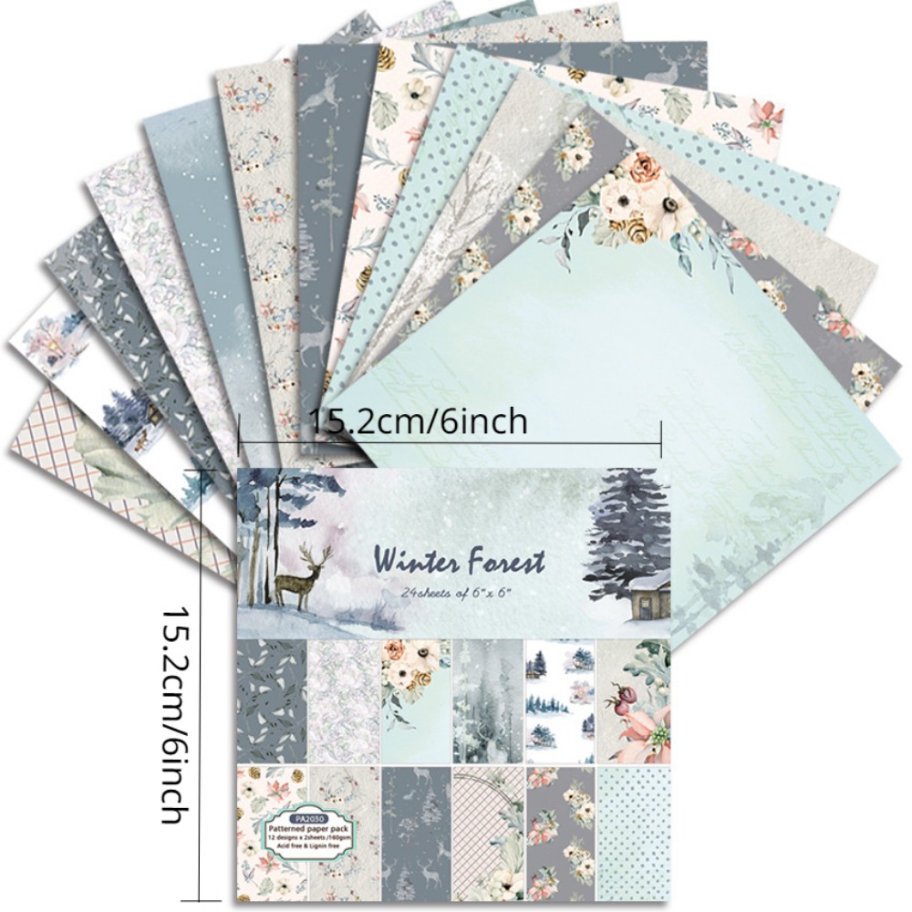 24 Sheets Christmas Pattern Paper for DIY Scrapbook and Gift Wrapping