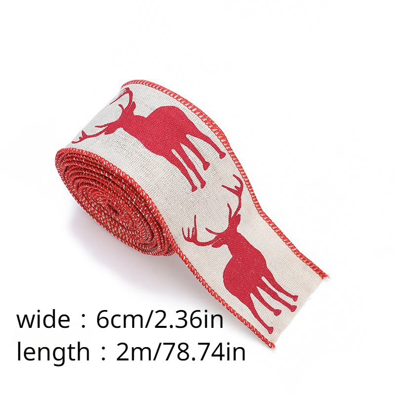 1pc 78.74 Inch Red Ribbon For Christmas Decoration, DIY Making Bow Gift  Packaging Red White Edge Fabric Ribbon Crafts Christmas Tree Party  Decoration