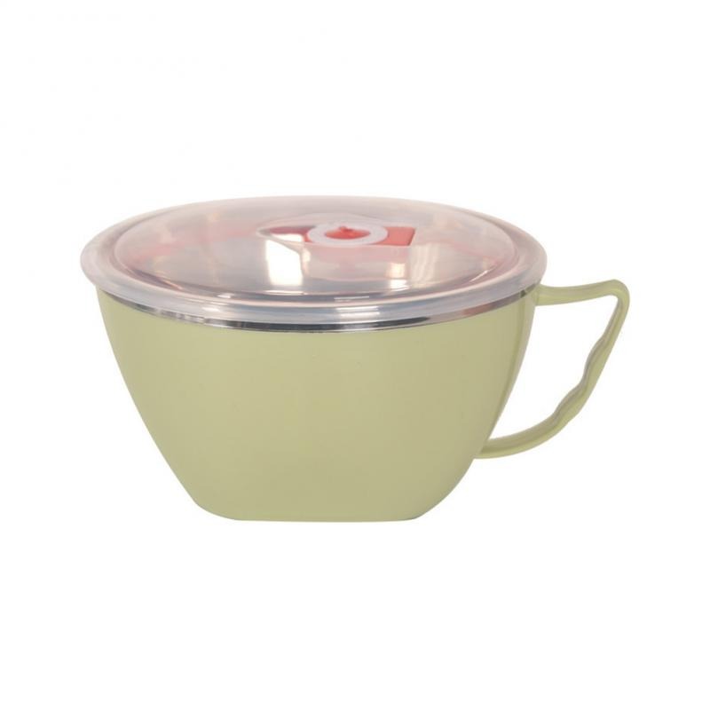 Noodle Bowl With Lid Handle Stainless Steel Plastic Leak-proof