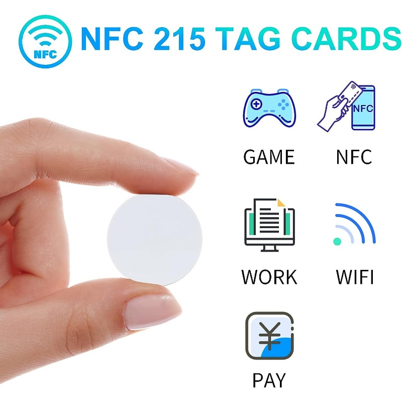 10PCS Black NFC Tags NTAG215 NFC Stickers NFC Lables Compatible with  Android & iPhone 504 Bytes Memory Fully Programmable-Timeskey NFC