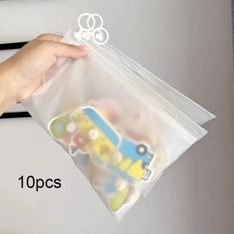 10pcs Zipper Storage Bag Frosted Transparent Large Capacity