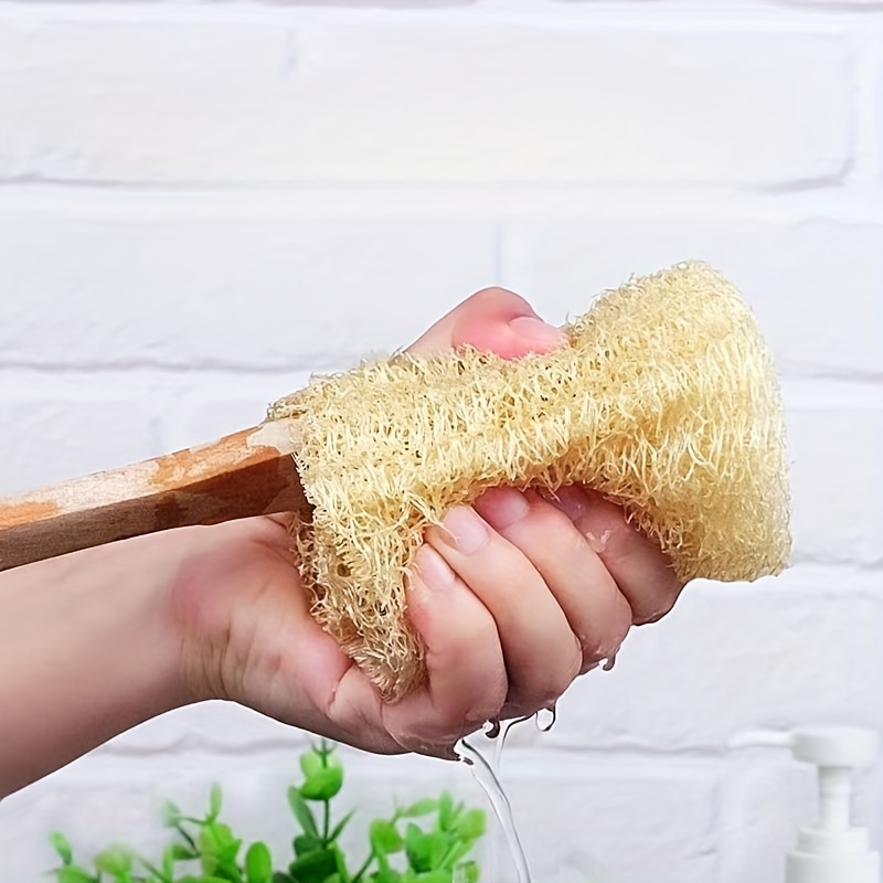 1pc Natural Exfoliating Loofah Luffa Loofa Bath Brush On A Stick - With Long Wooden Handle Back Brush For Men & Women - Shower Sponge Body Back Scrubber