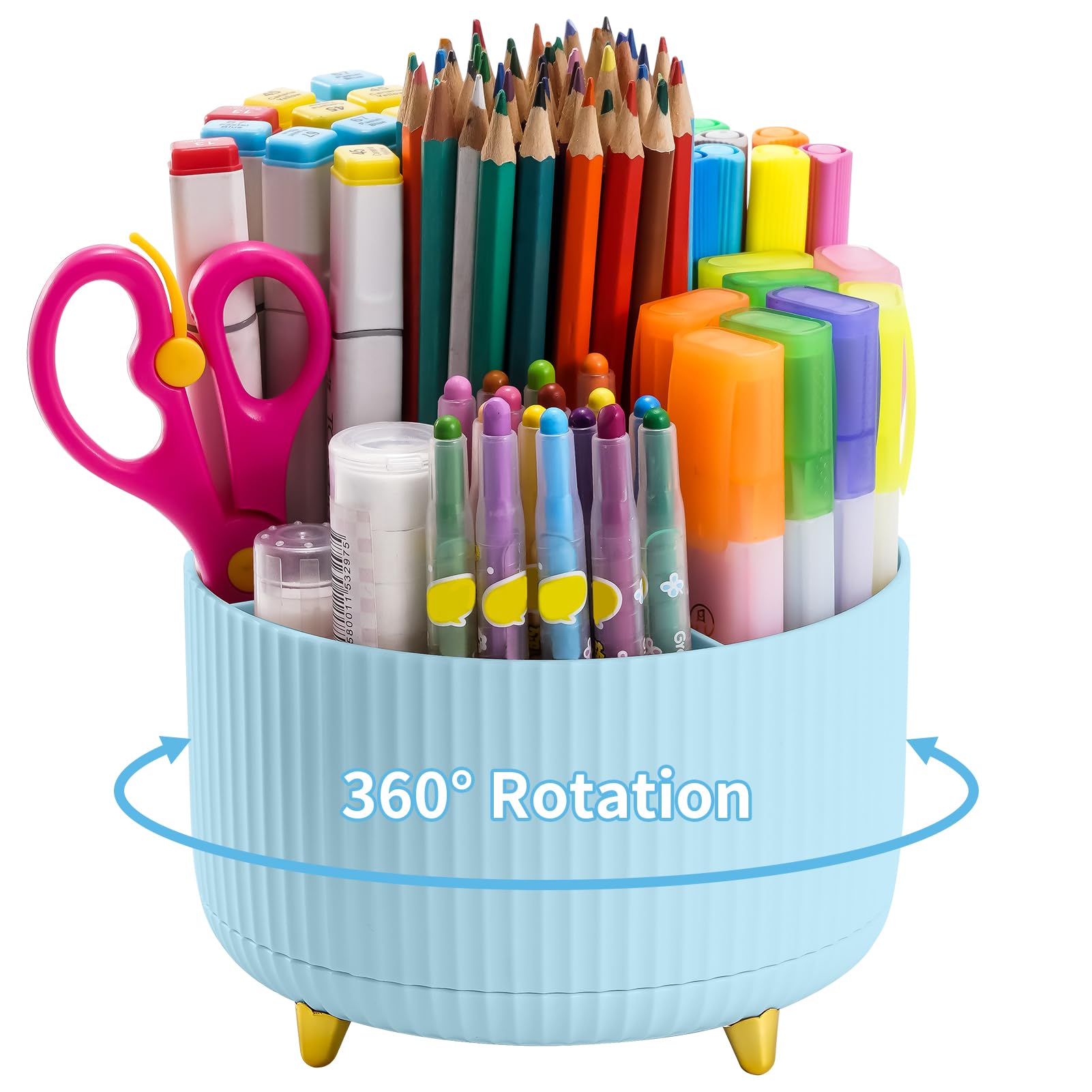 360 Rotating Art Supply Organizer, Pencil Holder For Desk, Desktop