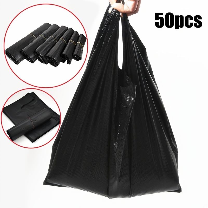 Black garbage bags household thickened portable vest style medium and large  kitchen disposable garbage bags wholesale plastic bags