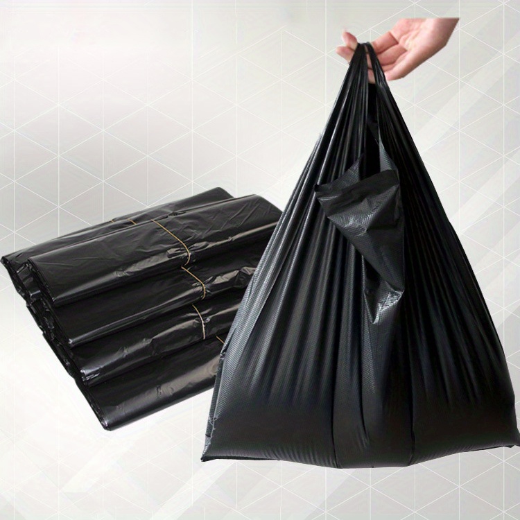 Black garbage bags household thickened portable vest style medium and large  kitchen disposable garbage bags wholesale plastic bags